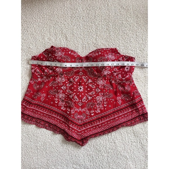 No Boundaries Red Paisley Bandana Top 3X Y2K Boho Festival Summer Casual Chic - Picture 5 of 7